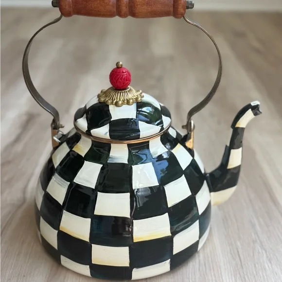 McKenzie Childs Courtly Check tea kettle 3 qt - Picture 3 of 6